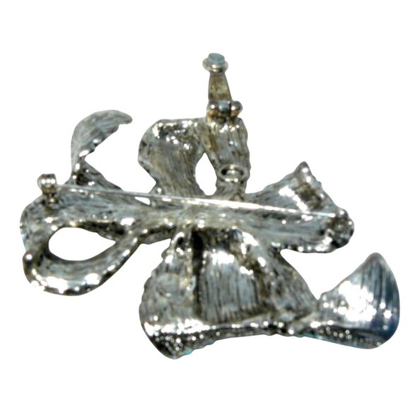 Premier Silver Brooch Pin Pendant Pave Aurora Borealis Rhinestones 3.25" Vintage - Picture 2 of 2